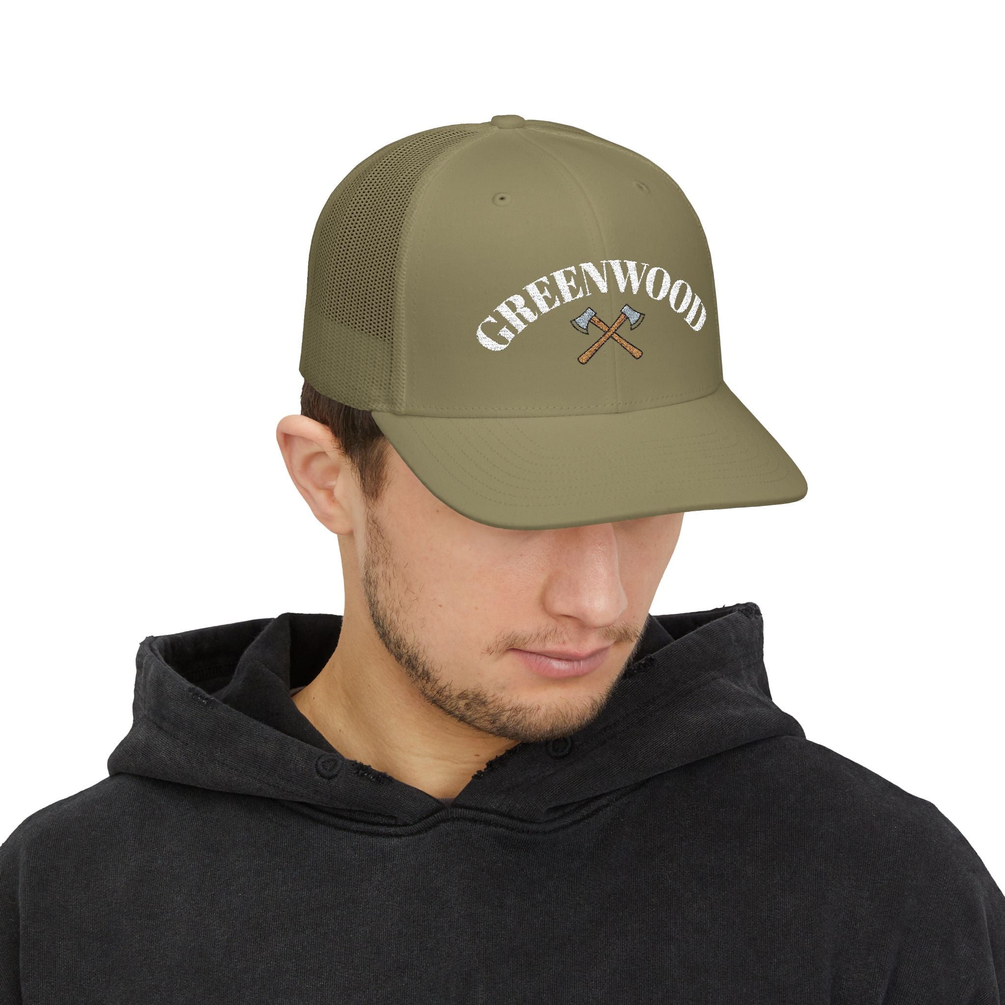 The Crossed Axe Greenwood Trucker Hat - Embroidered