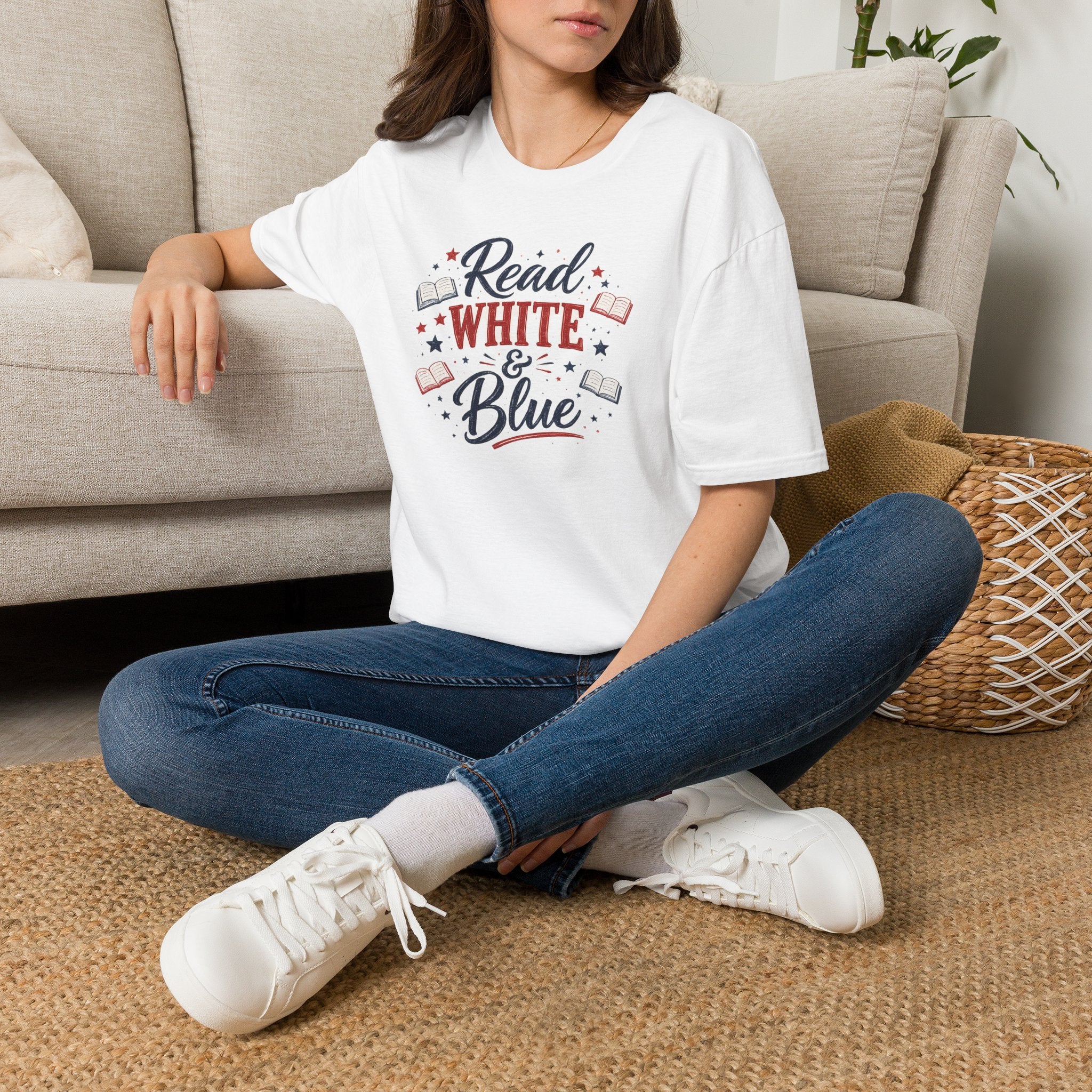The Read, White & Blue Bookish Tee