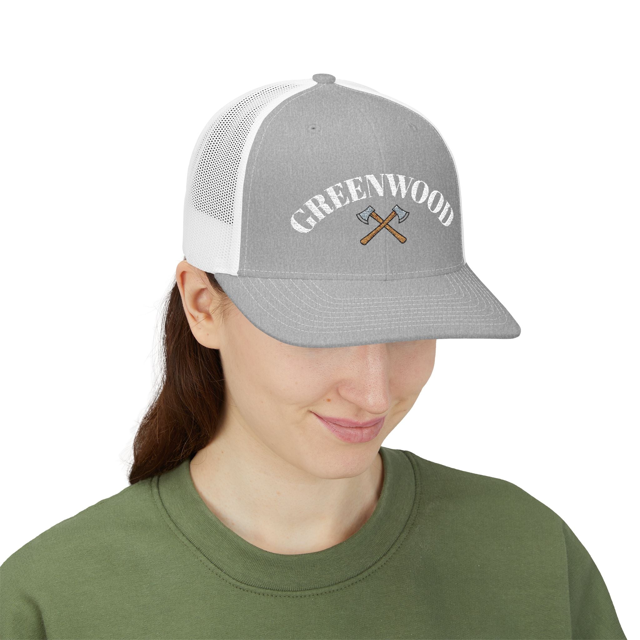 The Crossed Axe Greenwood Trucker Hat - Embroidered