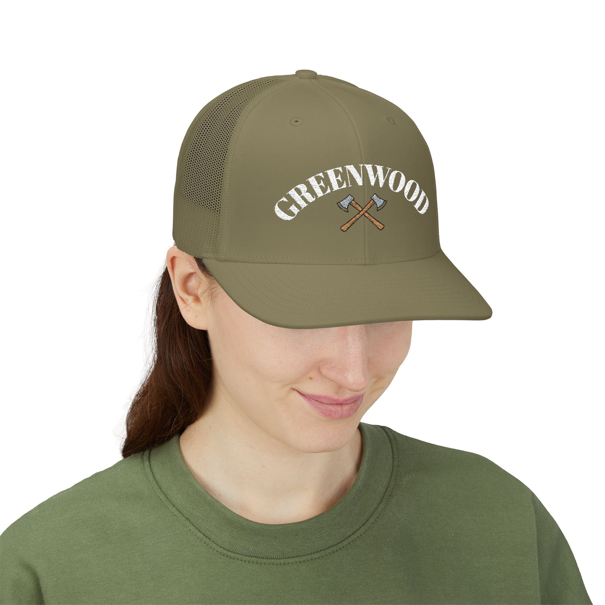 The Crossed Axe Greenwood Trucker Hat - Embroidered
