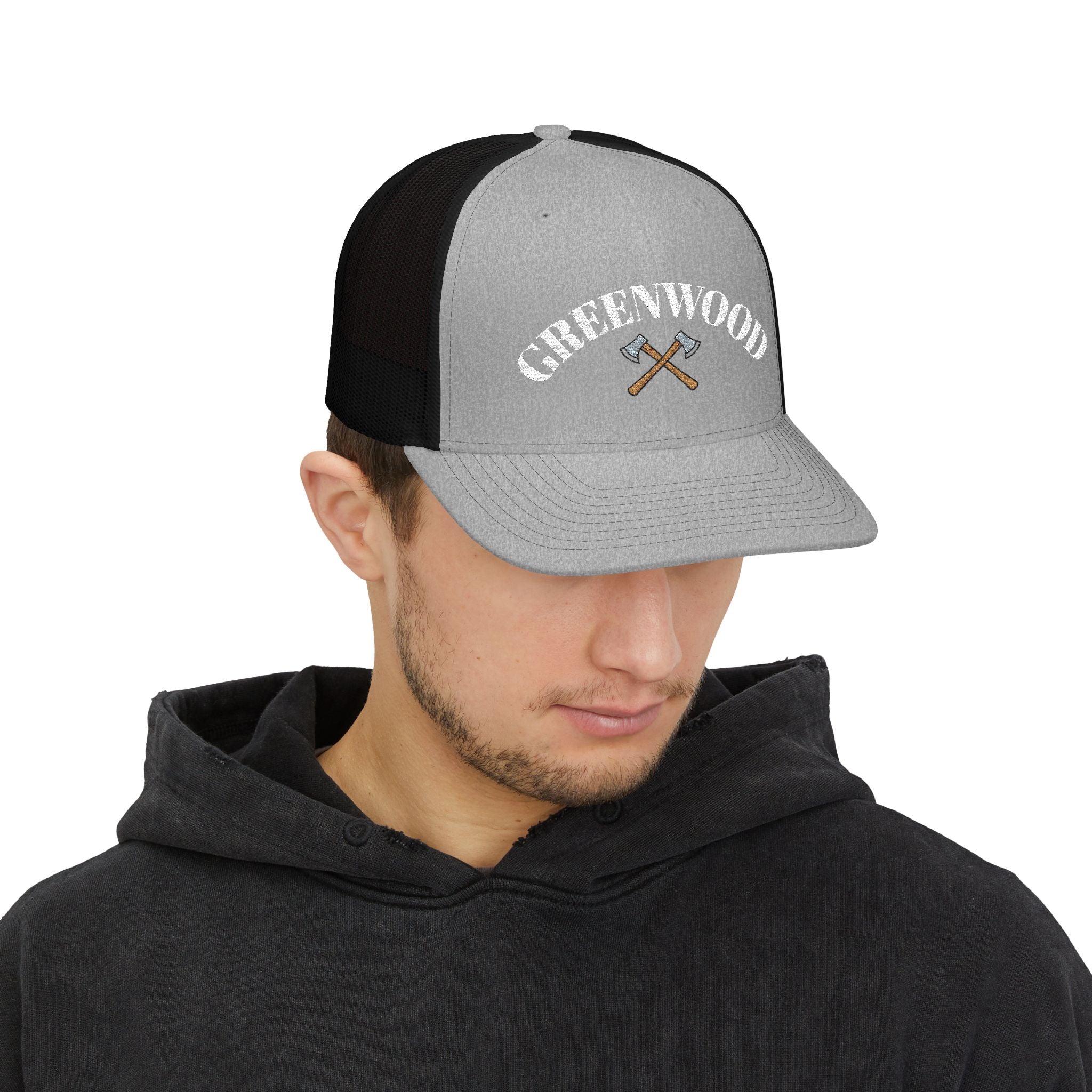 The Crossed Axe Greenwood Trucker Hat - Embroidered